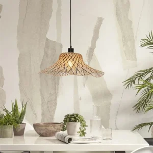 Lampe Suspendue "Ibiza S 50x15 BL/NAT" de Good & Mojo - Fusion de Naturel et Noir