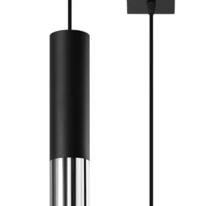 Lampe suspendue | 1 | Noir avec argent à l'extérieur LED