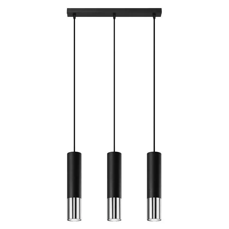 Lampe suspendue | 3 | Noir avec argent à l'extérieur LED