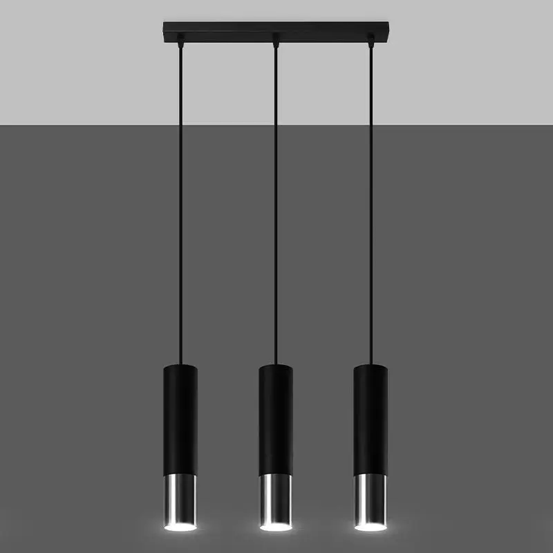 Lampe suspendue | 3 | Noir avec argent à l'extérieur LED