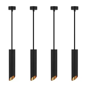 Lampe suspendue | 4 | Noir avec de l'or à la LED