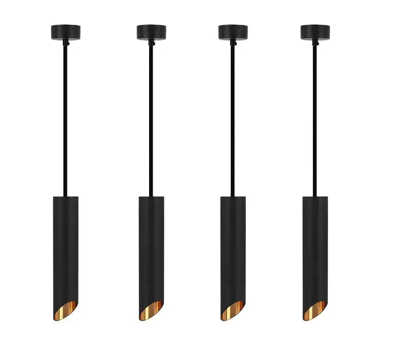 Lampe suspendue | 4 | Noir avec de l'or à la LED