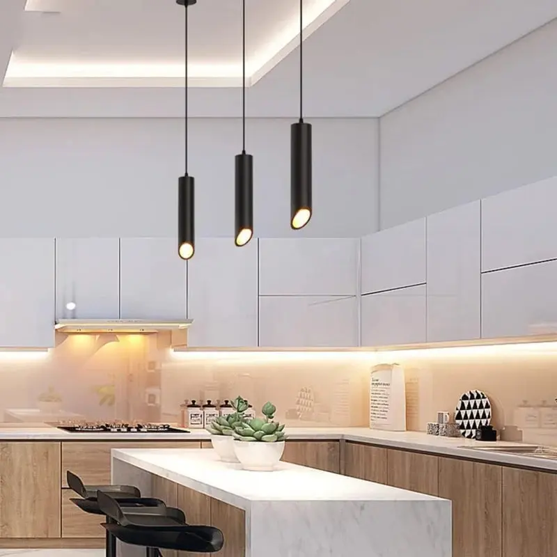 Lampe suspendue | 4 | Noir avec de l'or à la LED
