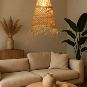 Lampe à Suspension Atmosphera Lahys - E27, non incluse - Ø28xH48cm - Naturel