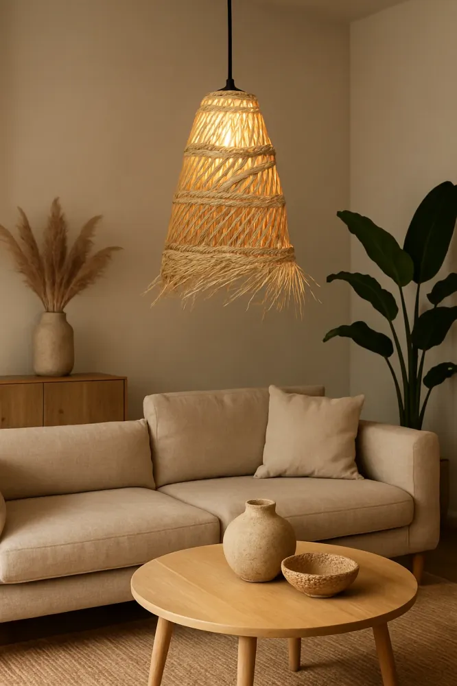 Lampe à Suspension Atmosphera Lahys - E27, non incluse - Ø28xH48cm - Naturel