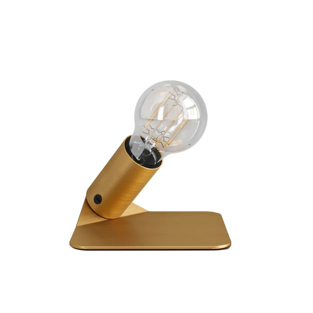SI ! Lampe de table 5V avec ampoule A60 et base métallique - Bronze satiné