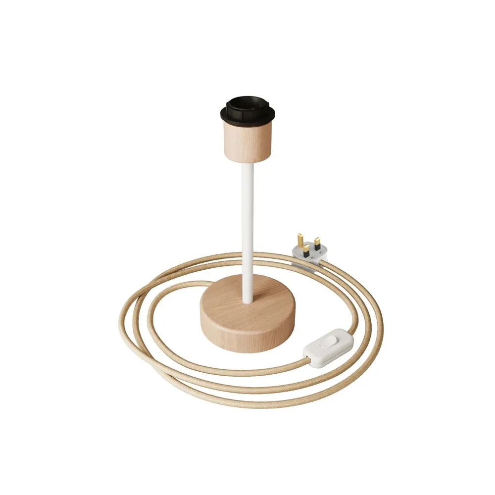 Lampe de table en bois avec prédisposition pour abat-jour - Alzaluce Wood et fiche UK - Neutre