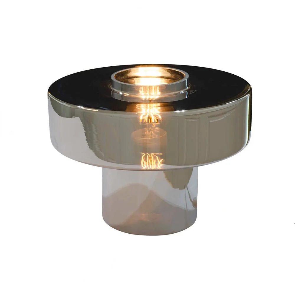 Lampe de table Foza en verre coloré, style rétro - Chrome