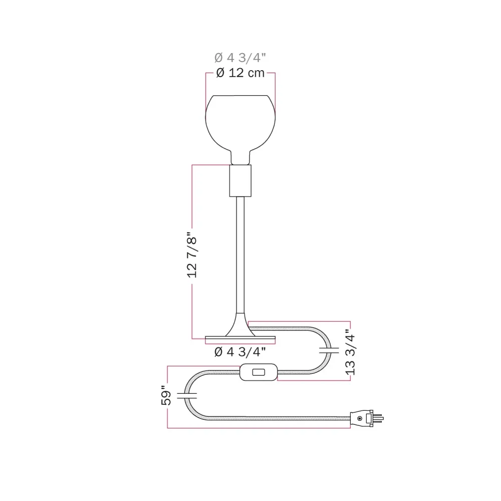 Lampe de table MAG-Y avec base ronde en métal et ampoule Ghost G05 transparente - Noir