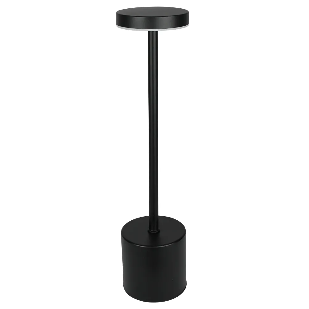 Lampe de table en métal dimmable rechargeable noir
