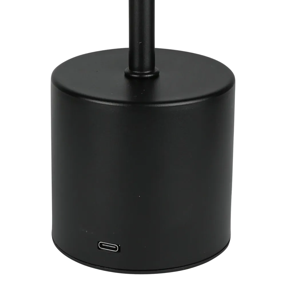 Lampe de table en métal dimmable rechargeable noir