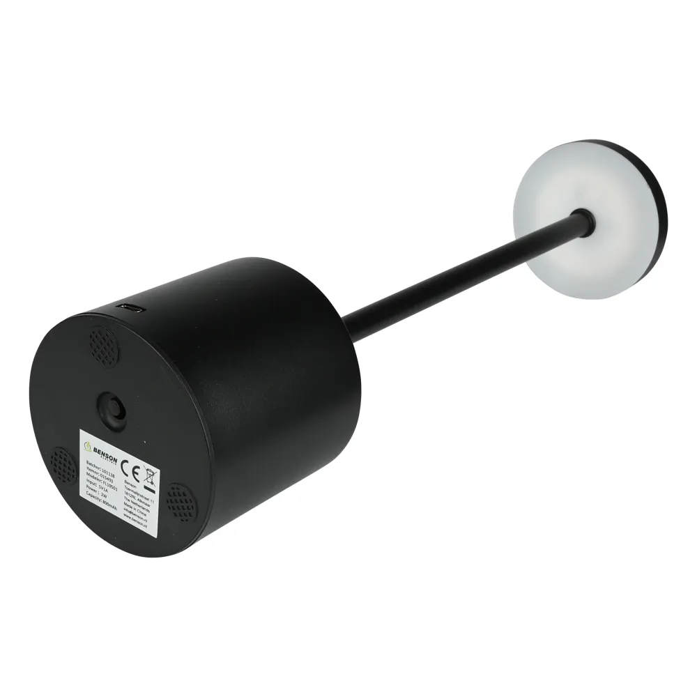 Lampe de table en métal dimmable rechargeable noir
