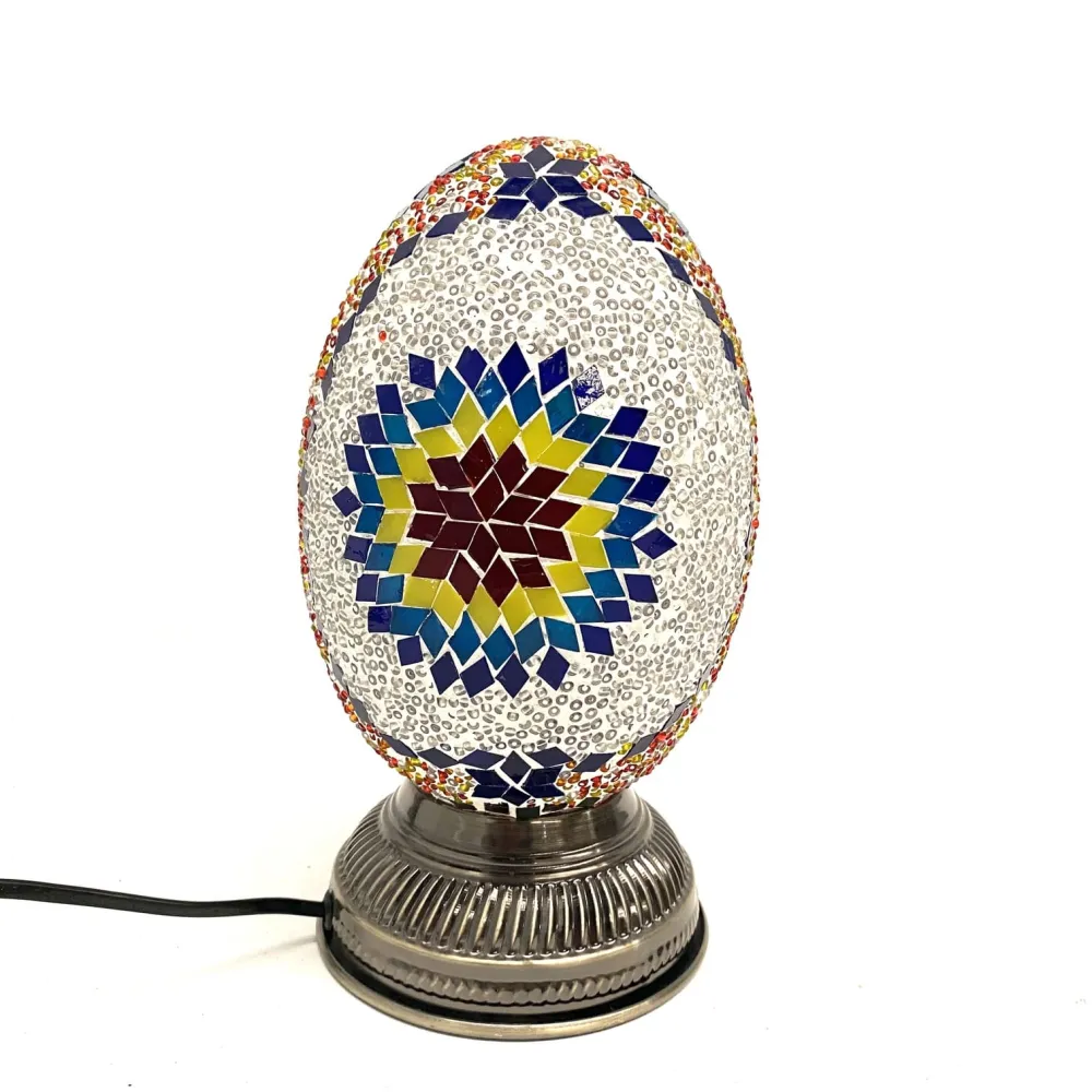 Lampe de table turque en forme d'œuf multicolore