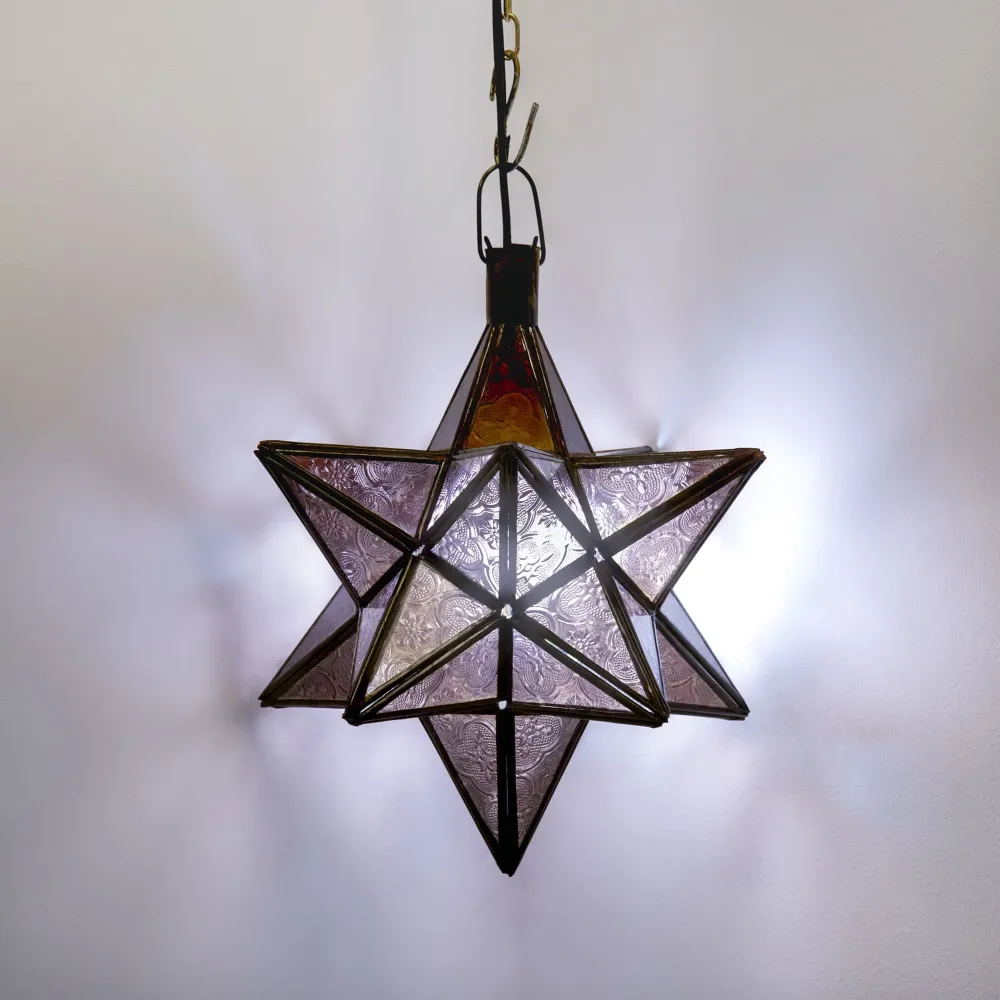 Lampe étoile en cristal violet arabe C3 27x24