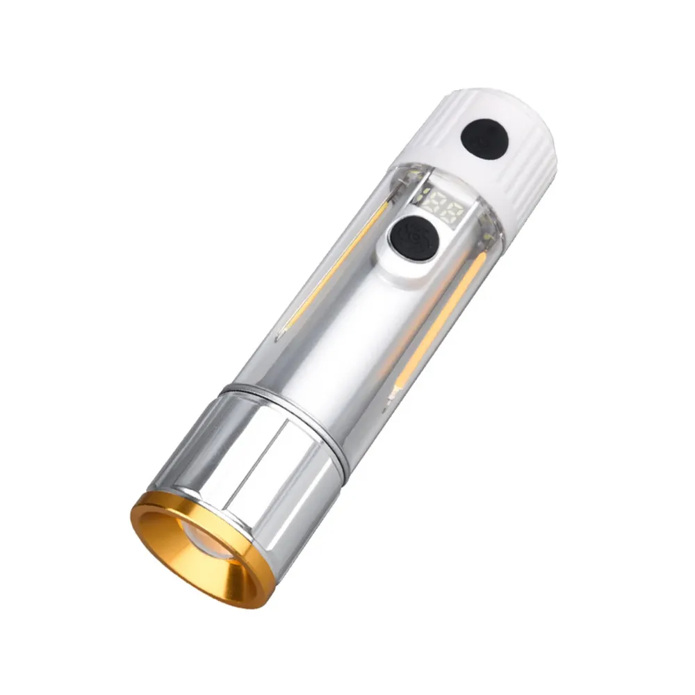 Lampe torche 10W zoom télescopique USB recharge Type-C lampe torche Affichage LCD ultra puissante lampe LED torche pour ca...