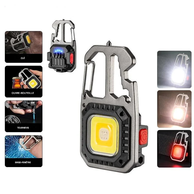 Lampe Torche LED Compacte Rechargeable - 6 Modes d'Éclairage - USB-C - Porte-clés Étanche