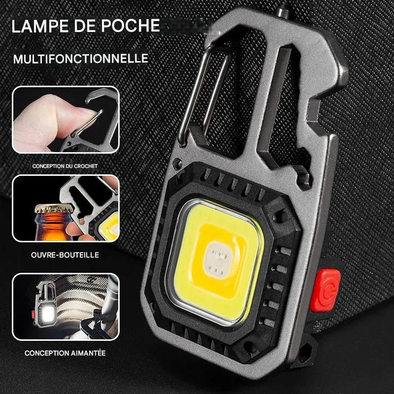 Lampe Torche LED Compacte Rechargeable - 6 Modes d'Éclairage - USB-C - Porte-clés Étanche