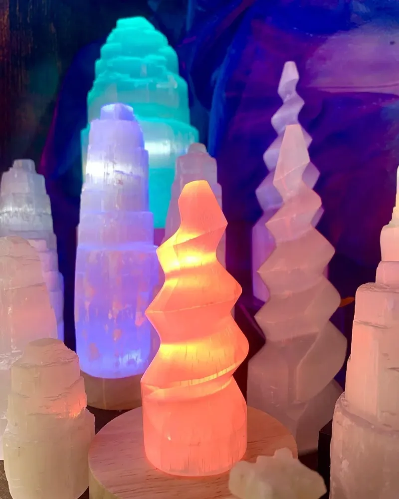 Lampe usb en spirale de sélénite