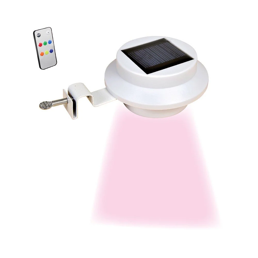 LAMPES DE GOUTTIERE SOLAIRES 3 LED COULEUR TELECOMMANDEES X2