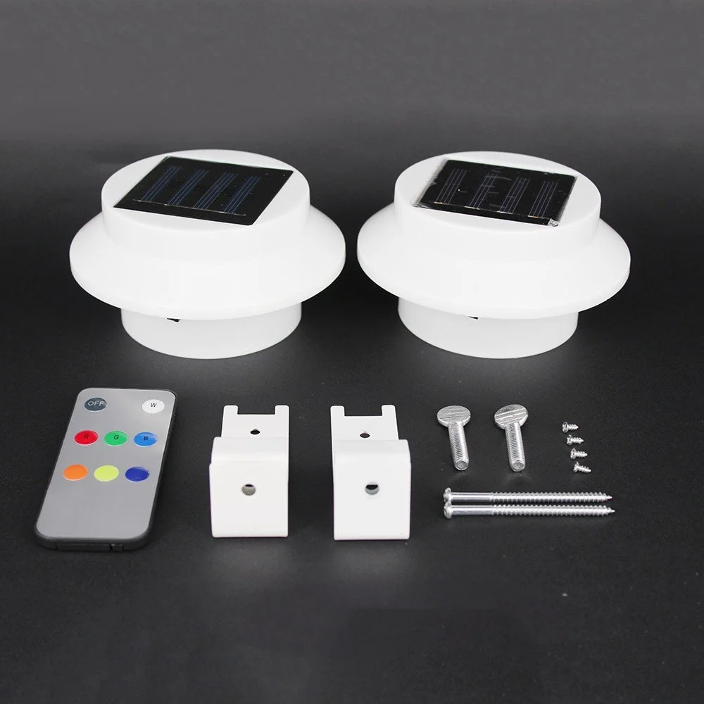 LAMPES DE GOUTTIERE SOLAIRES 3 LED COULEUR TELECOMMANDEES X2