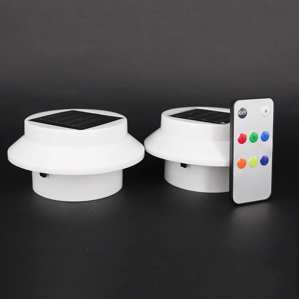 LAMPES DE GOUTTIERE SOLAIRES 3 LED COULEUR TELECOMMANDEES X2