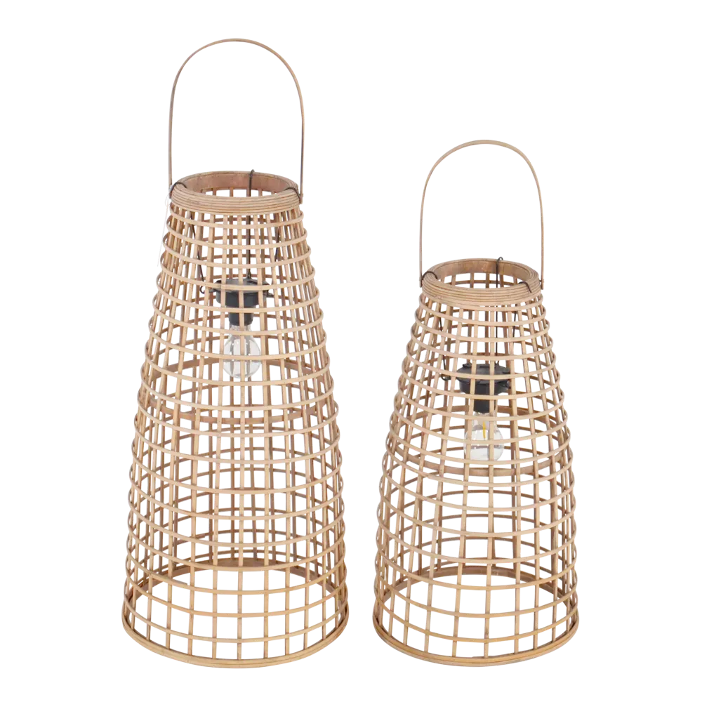 Lanterne Anzu naturelle avec LED, S/2