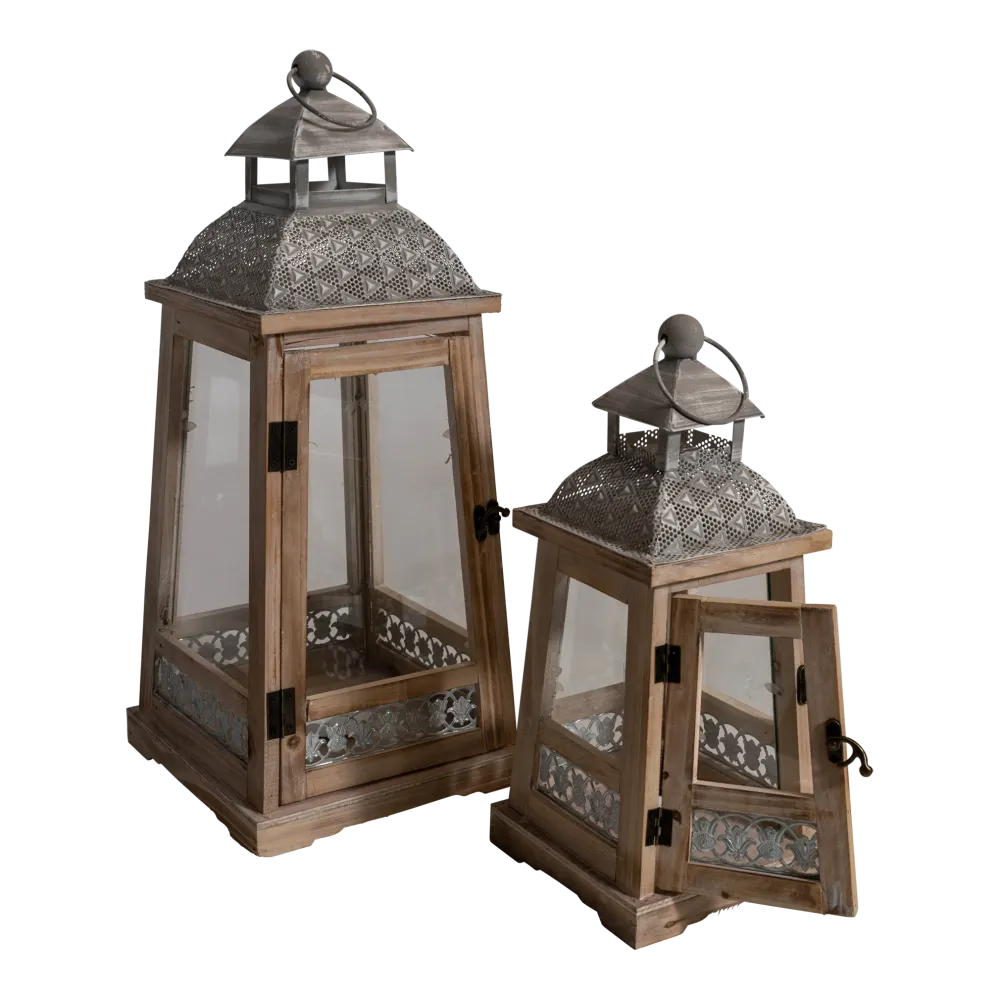 Lanterne Lettonie bois, S/2