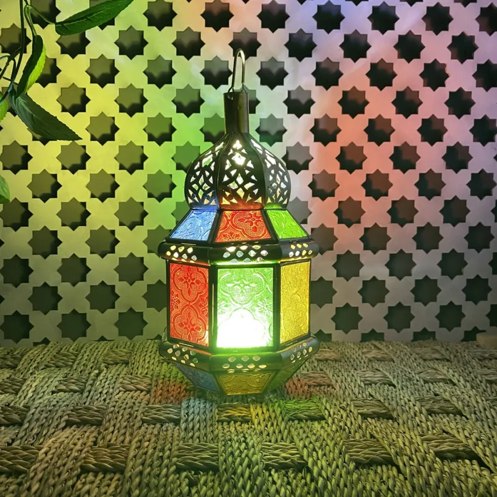 Lanterne octogonale arabe en laiton 27 cm | Lampes arabes
