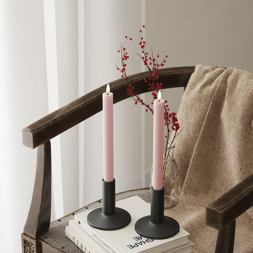 LED Bougie chandelier 2 pcs, Ø 2 x 24 cm Rose clair