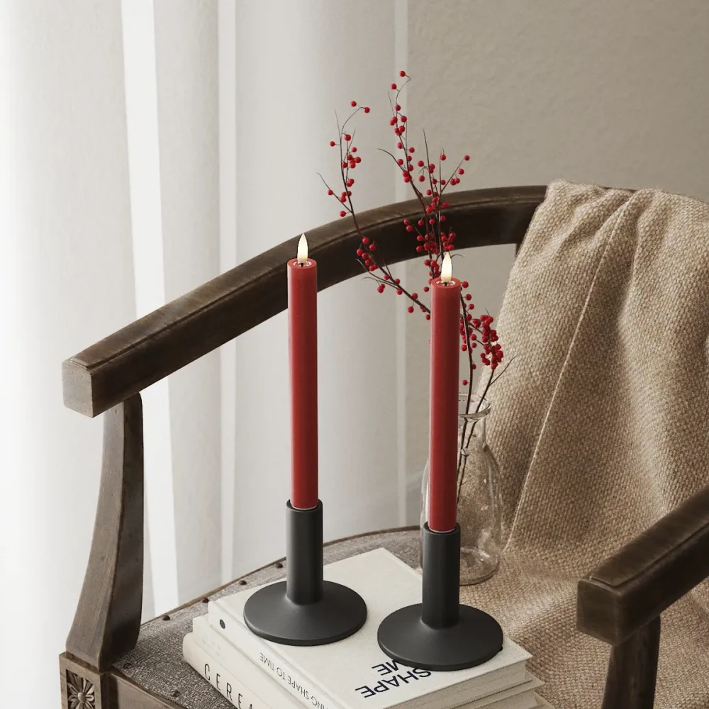 LED Bougie chandelier 2 pcs, Ø 2 x 24 cm Rouge