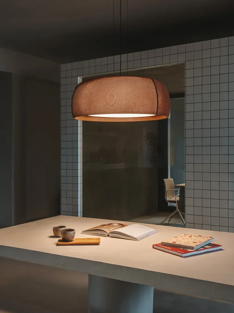 LedsC4 Gong LED Phase Cut Pendant Ceiling Lamp Brown Ral 8016 l Verme 00-8933-W1-L1