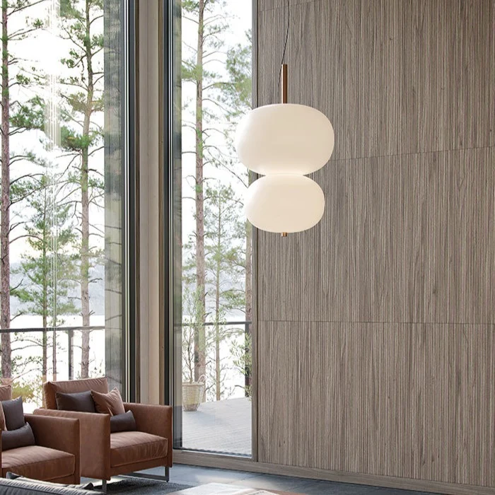 LedsC4 Ilargi Pendant Ceiling Lamp LED Balls Light Wood and Opal 00-6013-93-F9
