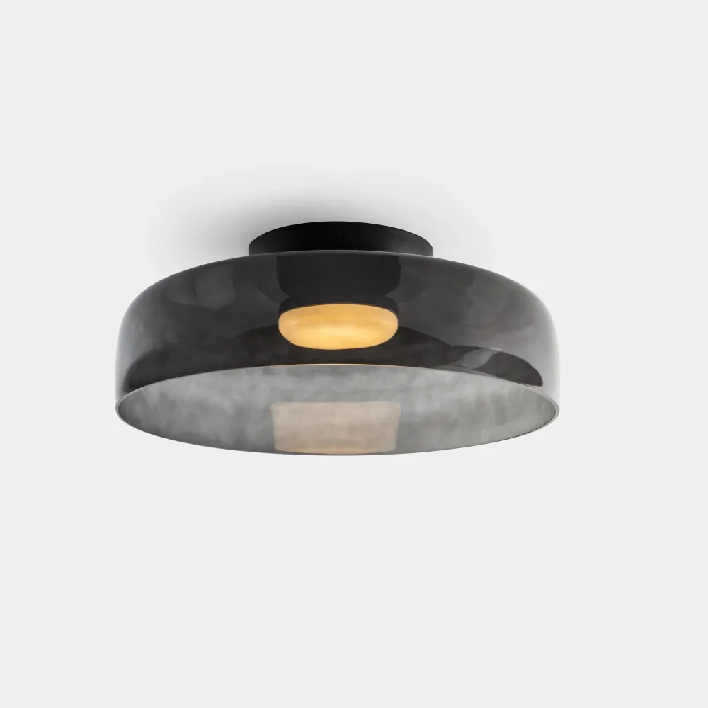 LedsC4 Levels Ceiling 1-light Ø42cm LED 28 Phase Cut black 15-A133-05-12