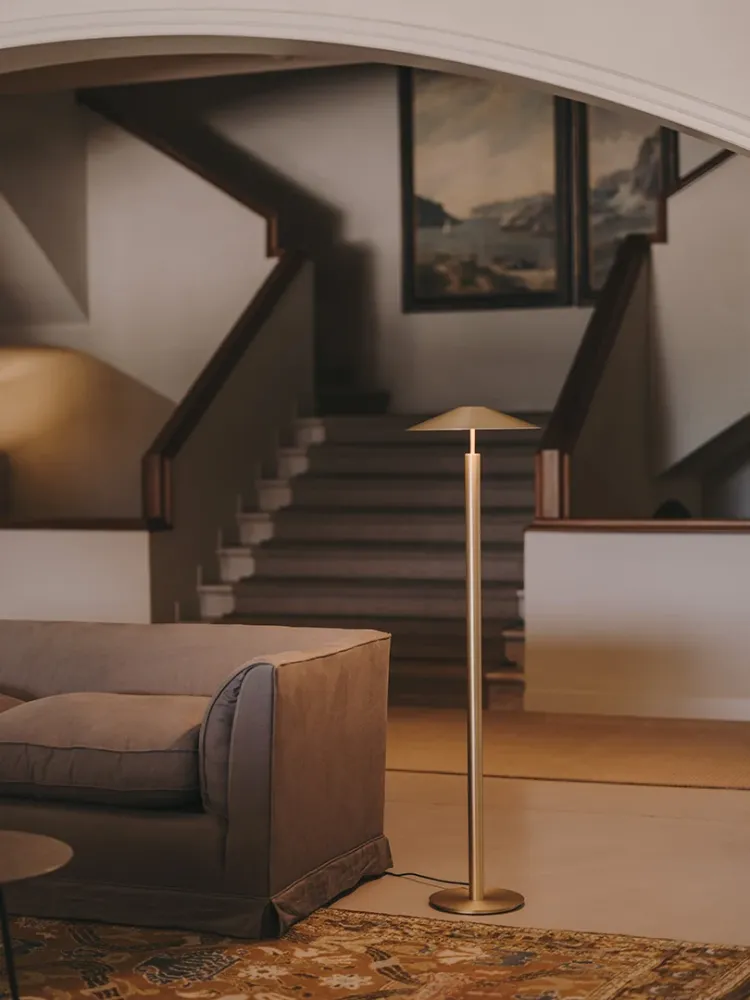 LedsC4 Living Room Floor Lamp H LED Matte Gold 25-7742-DN-DN
