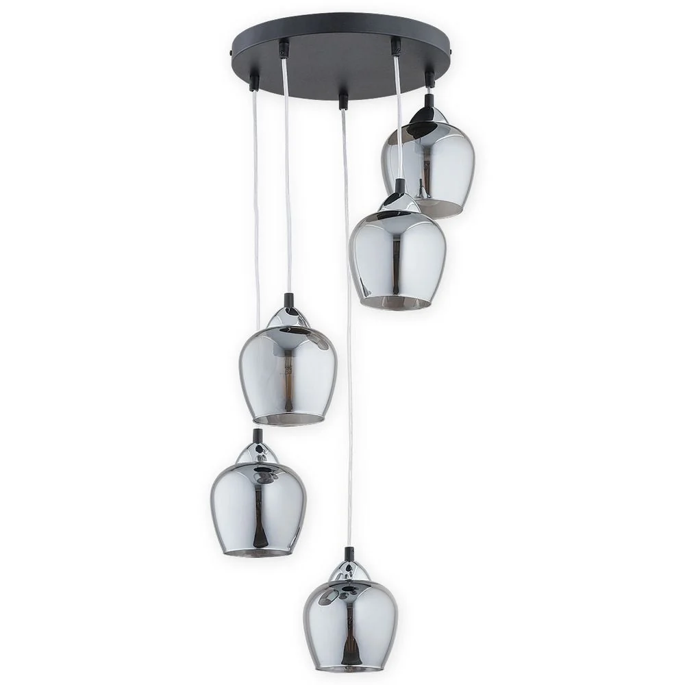 Lampe Pandant Lemir Margo 5xE27 acier Chrome