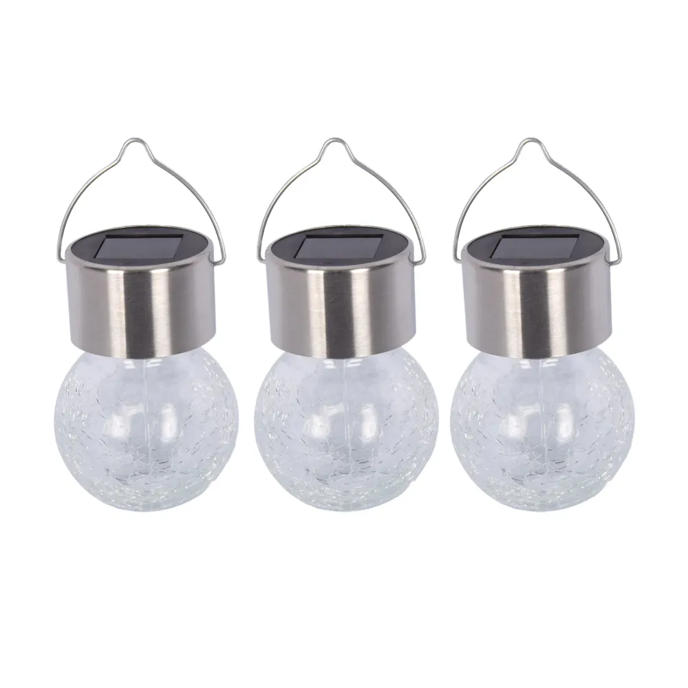 Lot de 3 lampes solaires décoratives pour un éclairage d'ambiance dans le jardin - Argent
