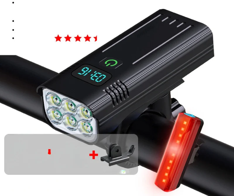 LumiCyclo – Lampe Vélo LED 5000LM Rechargeable avec 3 Supports A