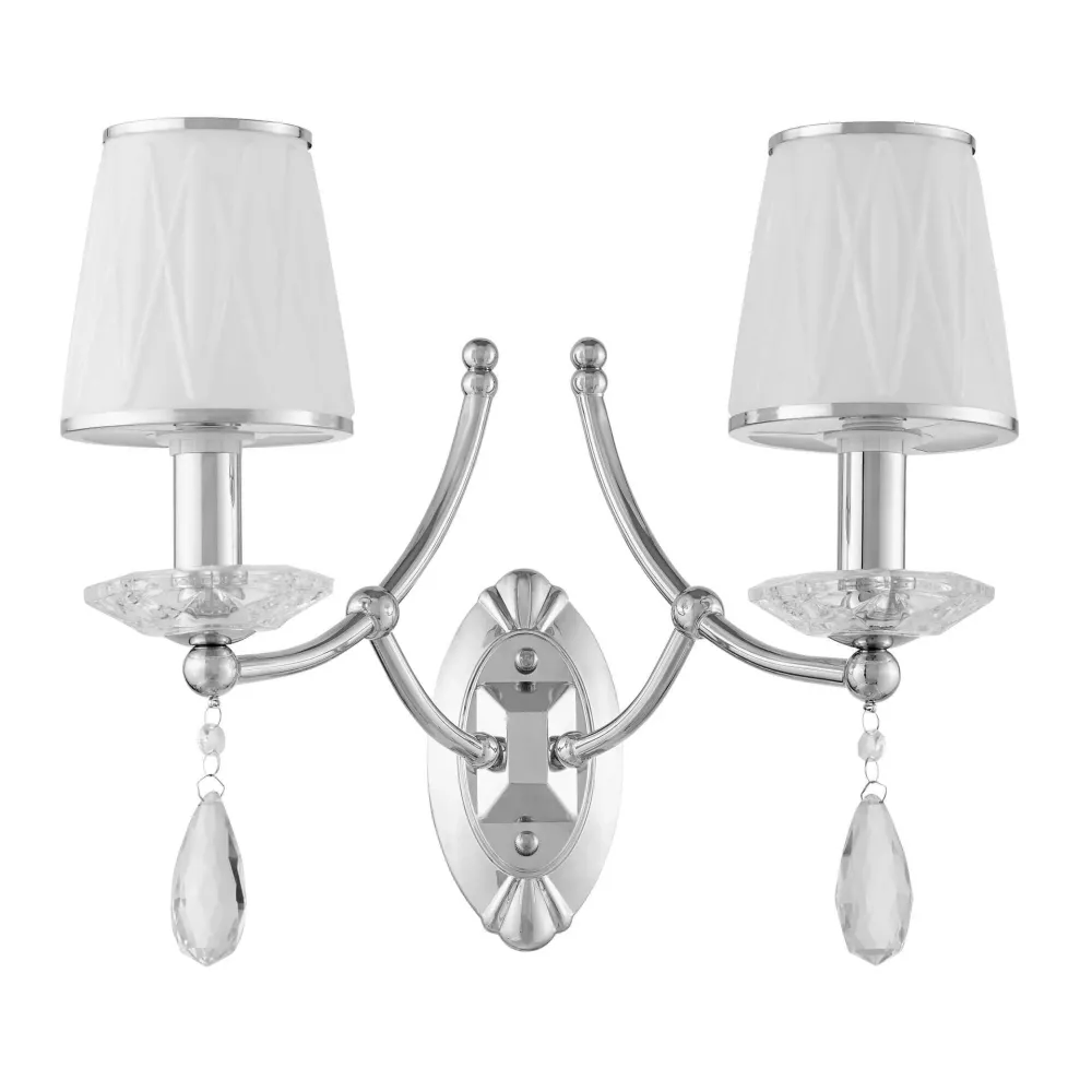 Applique murale Lumina Deco Domini 2L, douille E14, hauteur 45 cm Chrome
