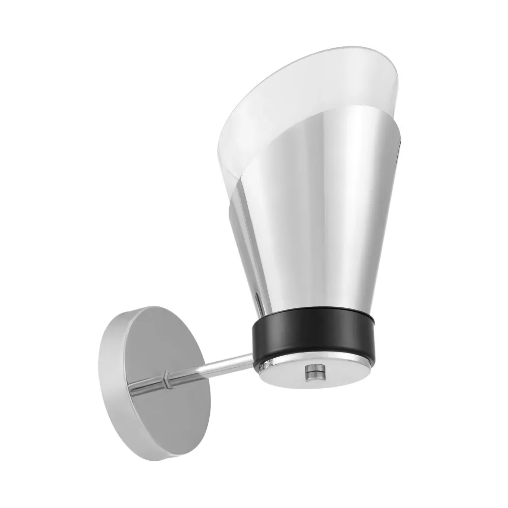 Applique murale Lumina Deco Fabro 1L, douille E27, hauteur 28 cm Chrome