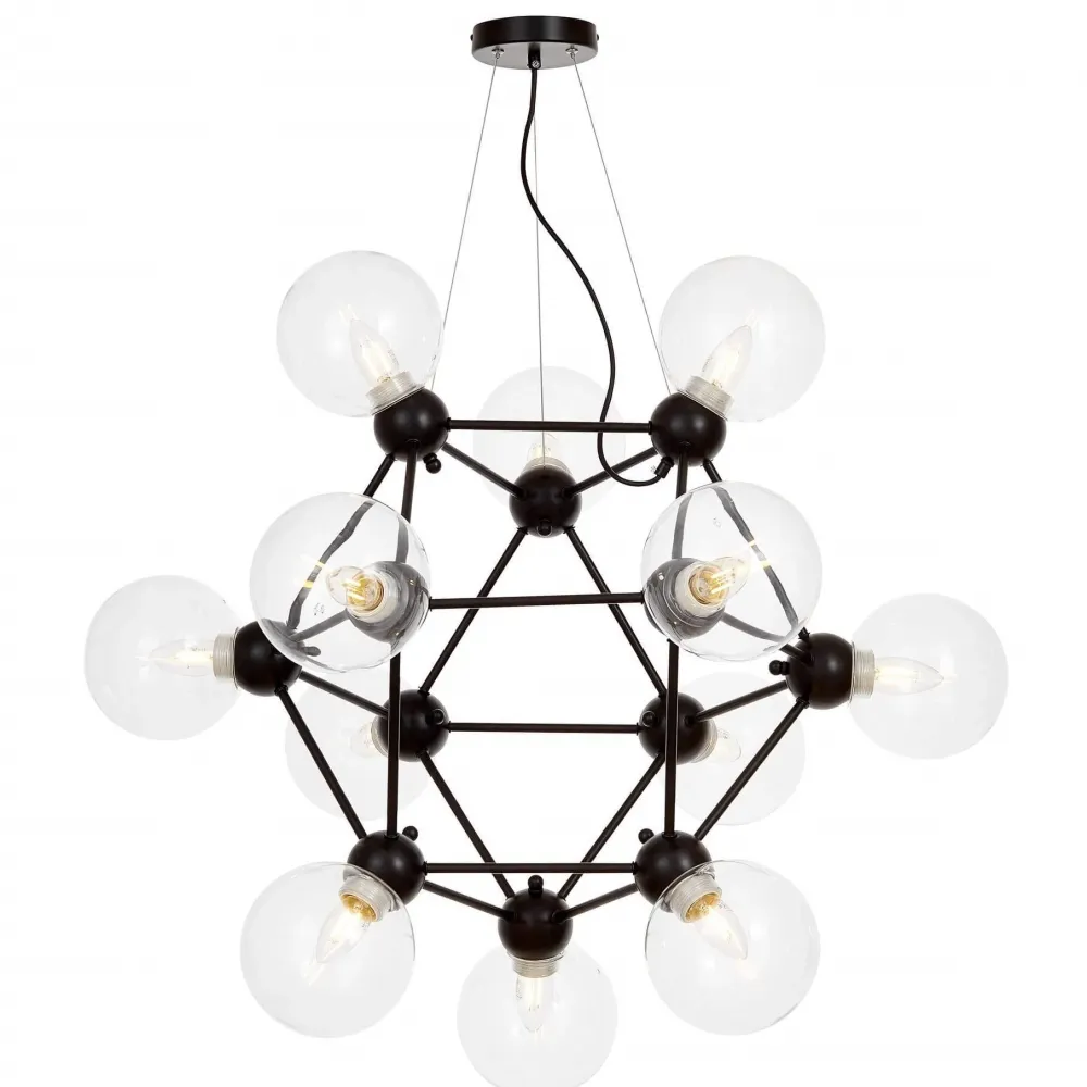 Lustre Lumina Deco Zodiac 12L, douille E27, diamètre 84 cm Black