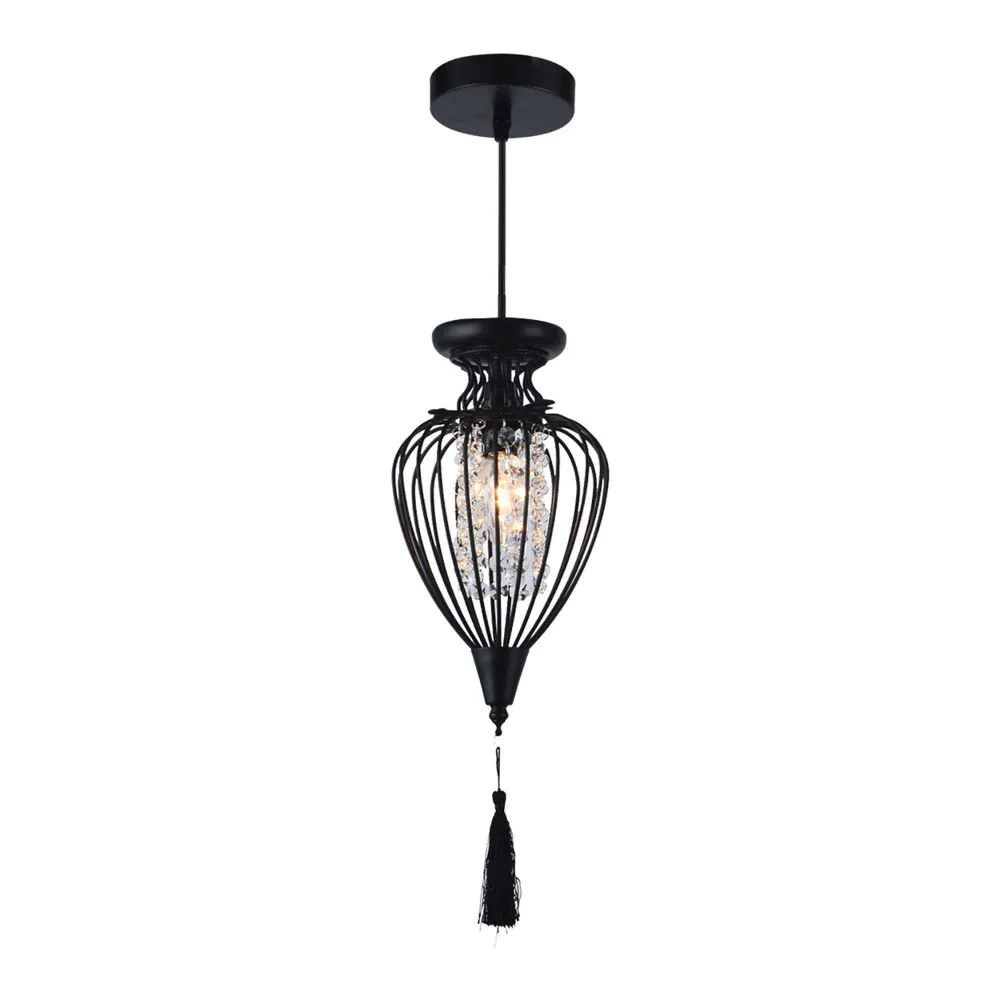 Luminaire suspendu noir à 1 lumière de la collection Queensdown, 9,1" x 17,1"