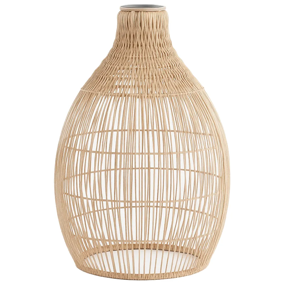 Abat jour seul style bohème naturel style vannerie tressée en poly rotin HOLIDAY SHADE H42cm Lumisky