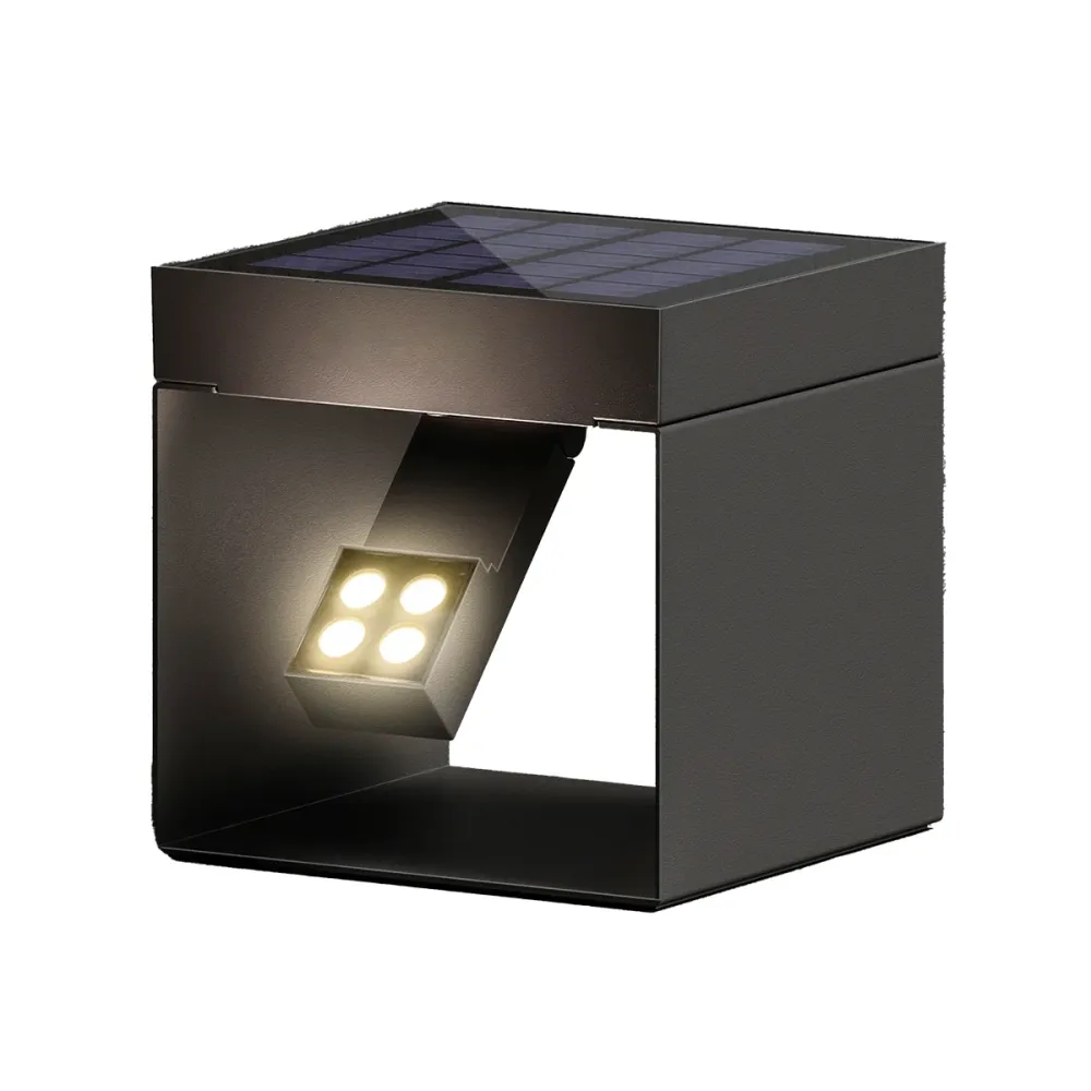 Borne solaire aluminium ALEA LED blanc chaud puissant orientable H14,5cm Lumisky