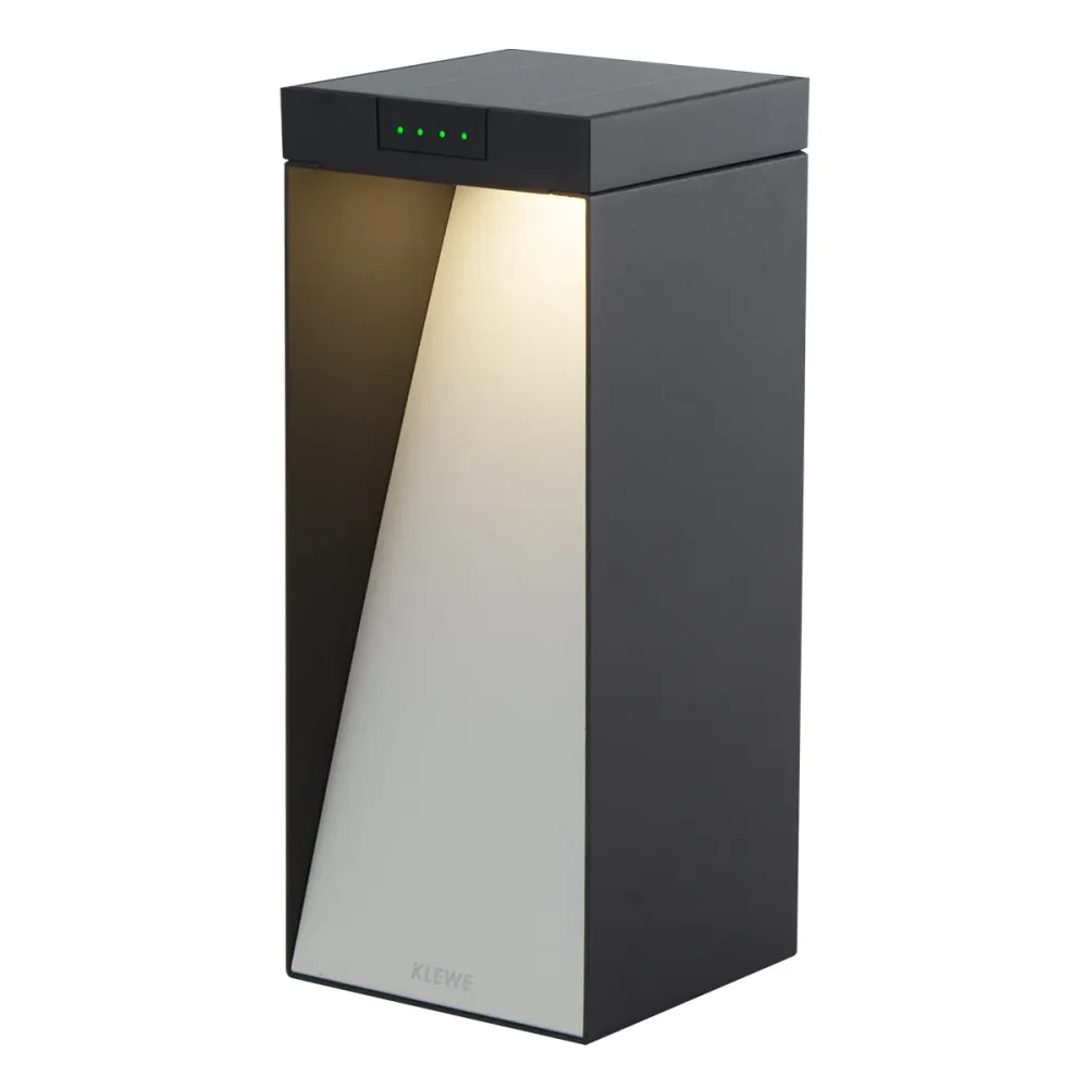 Borne solaire aluminium éclairage LED puissant 2 directions blanc chaud MILIO FULL H35cm Lumisky