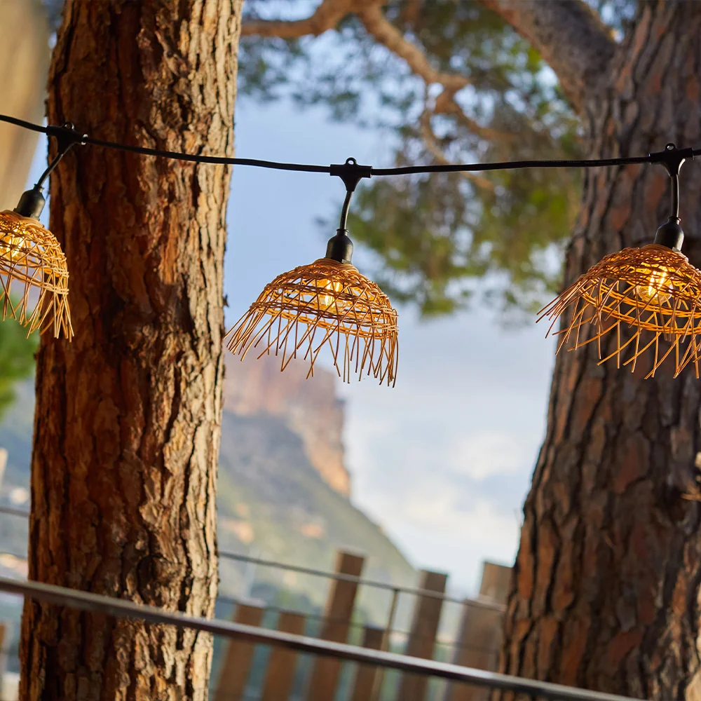Guirlande lumineuse extérieure raccordable 102m avec 250 ampoules LED filament E27 blanc chaud HAWAII LIGHT Abat-jour poly...