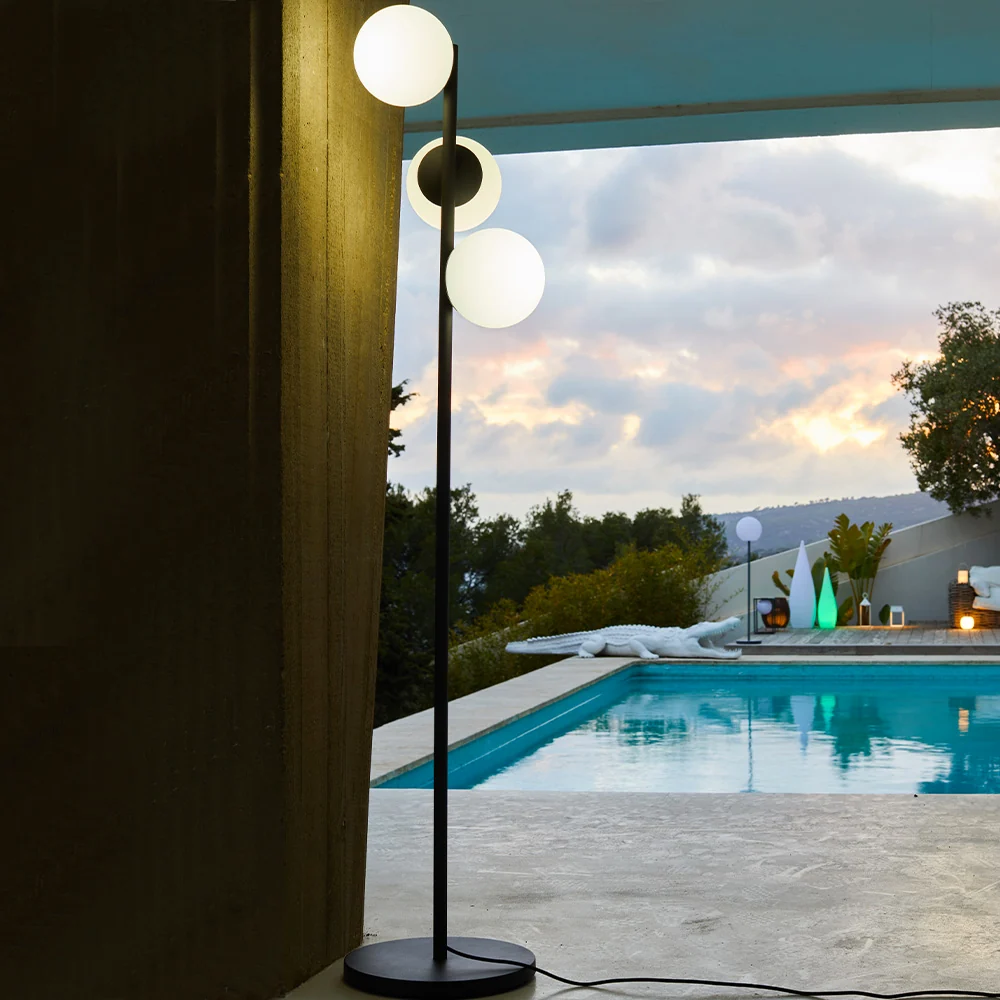 Lampadaire filaire pied métal éclairage puissant LED blanc GLOBY TREE H175cm culot E27 Lumisky