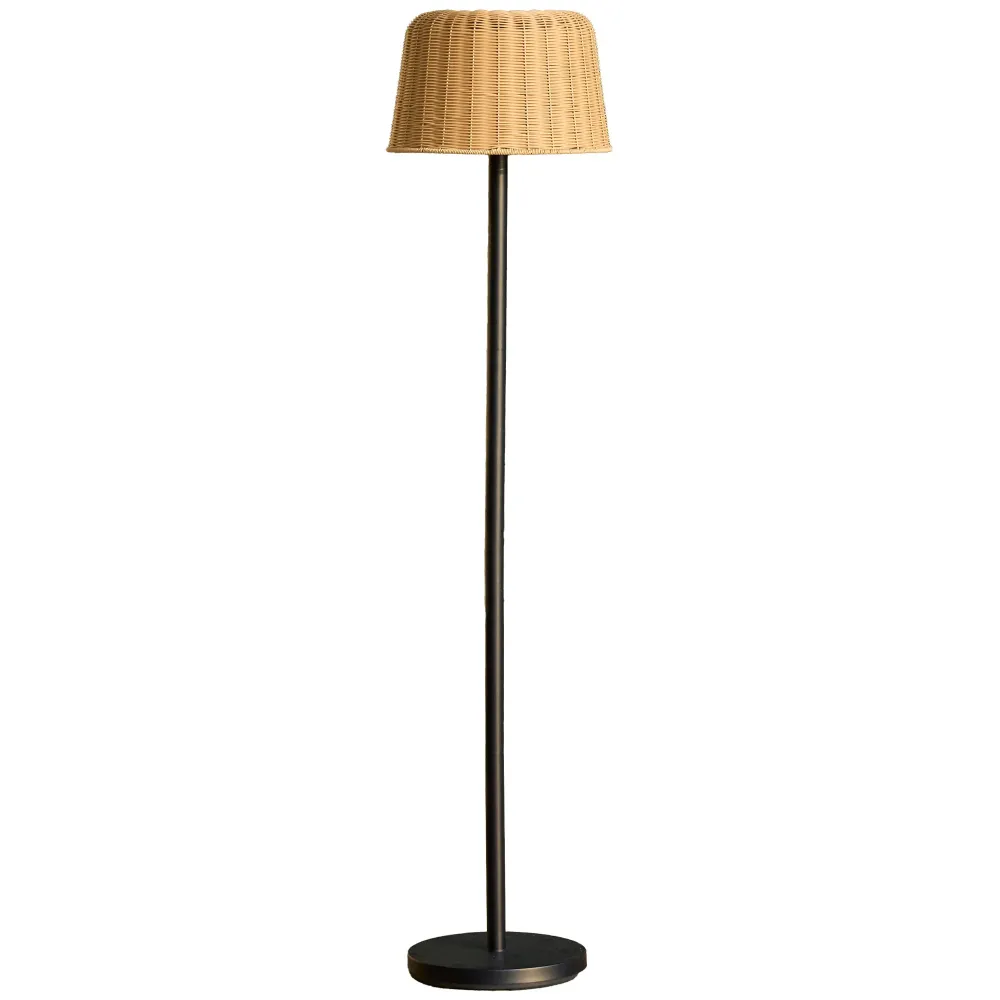 Lampadaire solaire extérieur en poly rotin avec module LED blanc chaud télécommande MATEO SOLAR H160cm Lumisky