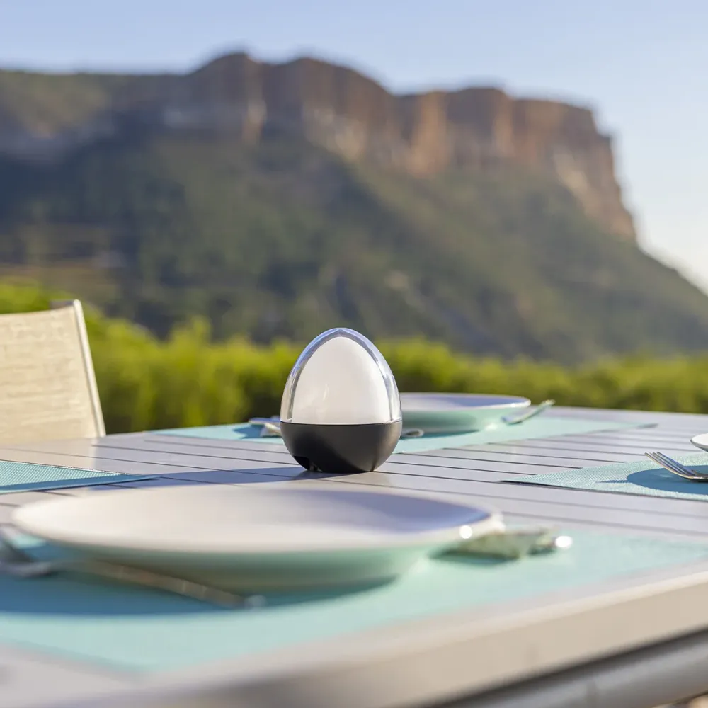 Lampe de table décoration LED blanc + RGB rechargeable OVIE H12cm Lumisky