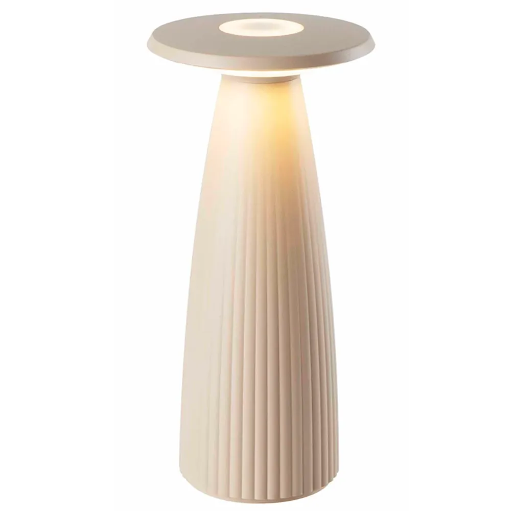 Lampe de table sans fil en forme de vase Beige LED blanc chaud dimmable FLORA MINI SAND H20cm Lumisky