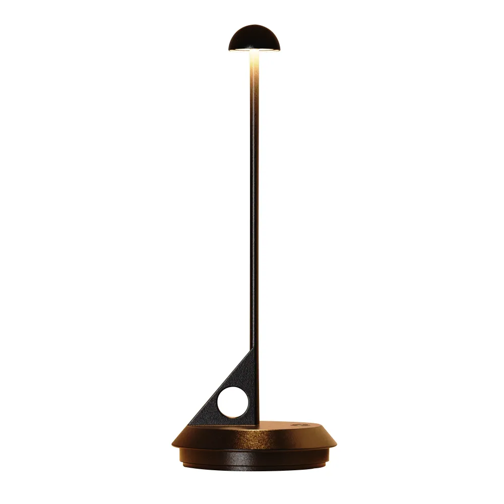 Lampe de table sans fil minimaliste en aluminium noire LED blanc chaud dimmable LUME BLACK H29 cm Lumisky